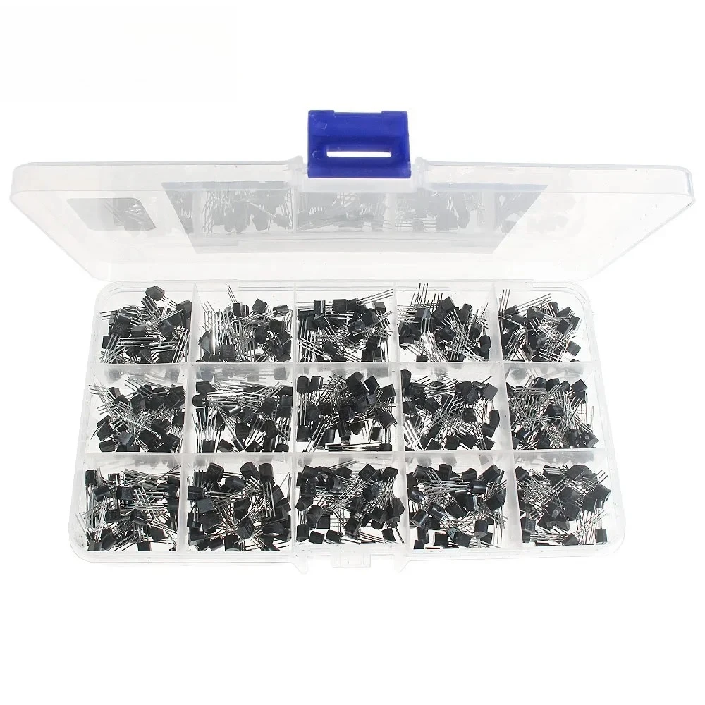 600PCS Transistors Set 2N2222 2N3904 2N3906 2N5401 22N5551 A1015 C1815 C945 S8050 S8550 S9012 S9013 S9014 S9015 S9018 NPN PNP