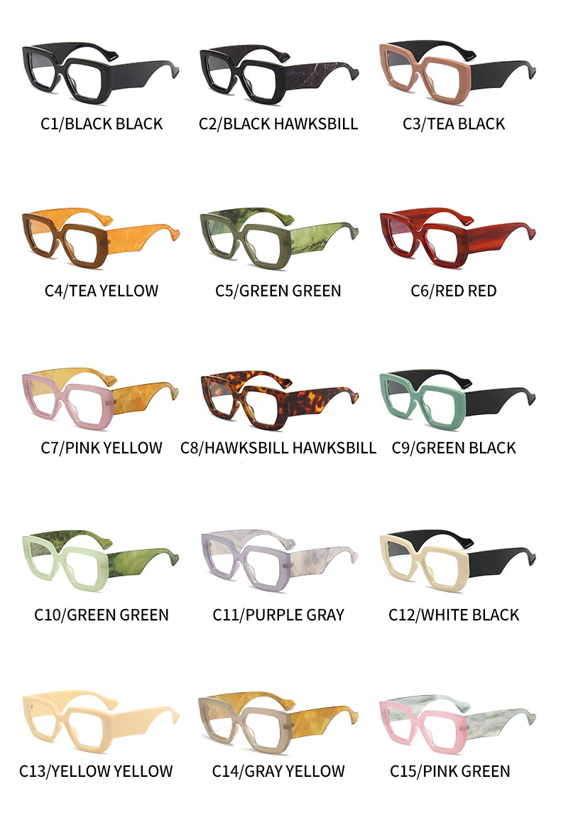 Dicken Rahmen übergroße quadratische Brille für Frauen Mode optische klare transparente Linse Brillen Computer schwarze Brille Retro – Detail 5