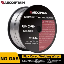 ARCCAPTAIN Gasless Flux Cored MIG สายเชื่อม 0.8 มม./0.9 มม.1 กก.2Ib E71T-GS AWS A5.20 ลวดเหล็กคาร์บอนสําหรับเครื่องเชื่อม Mig