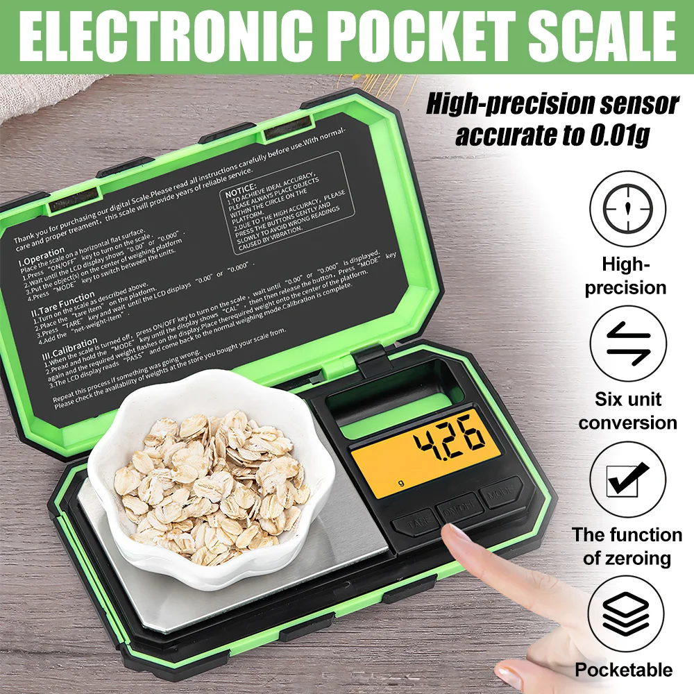 Digital Mini Scale 500g/0.1g 200g/0.01g Pocket Electronic Scale Professional Gold Gram Balance Weight Scale 6 Units Conversion