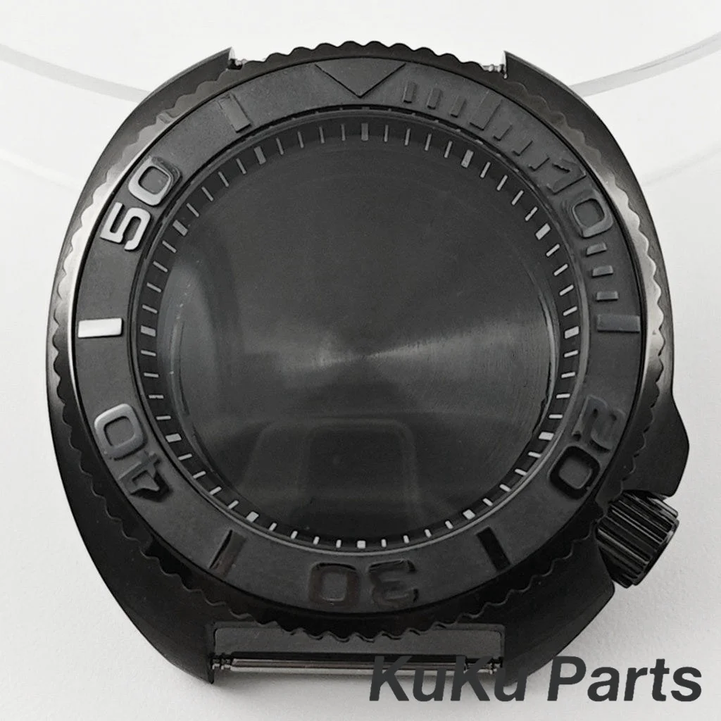 

Корпус для часов PVD Black Mod NH35 Turtle 44MM S Crown с наклонным безелем, корпус для часов Turtle Abalone Captain, совместимый с механизмами NH34, NH35, NH36, NH38.