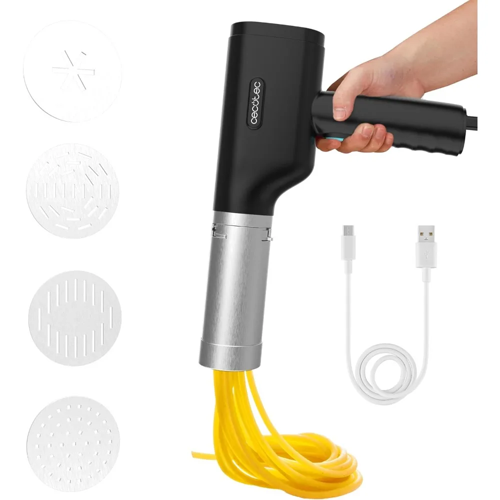 máquina para hacer pasta y churros inalámbrica fun easypasta. 40w, capacidad 200gr, 3 discos incluidos, prepara fideos o fideos