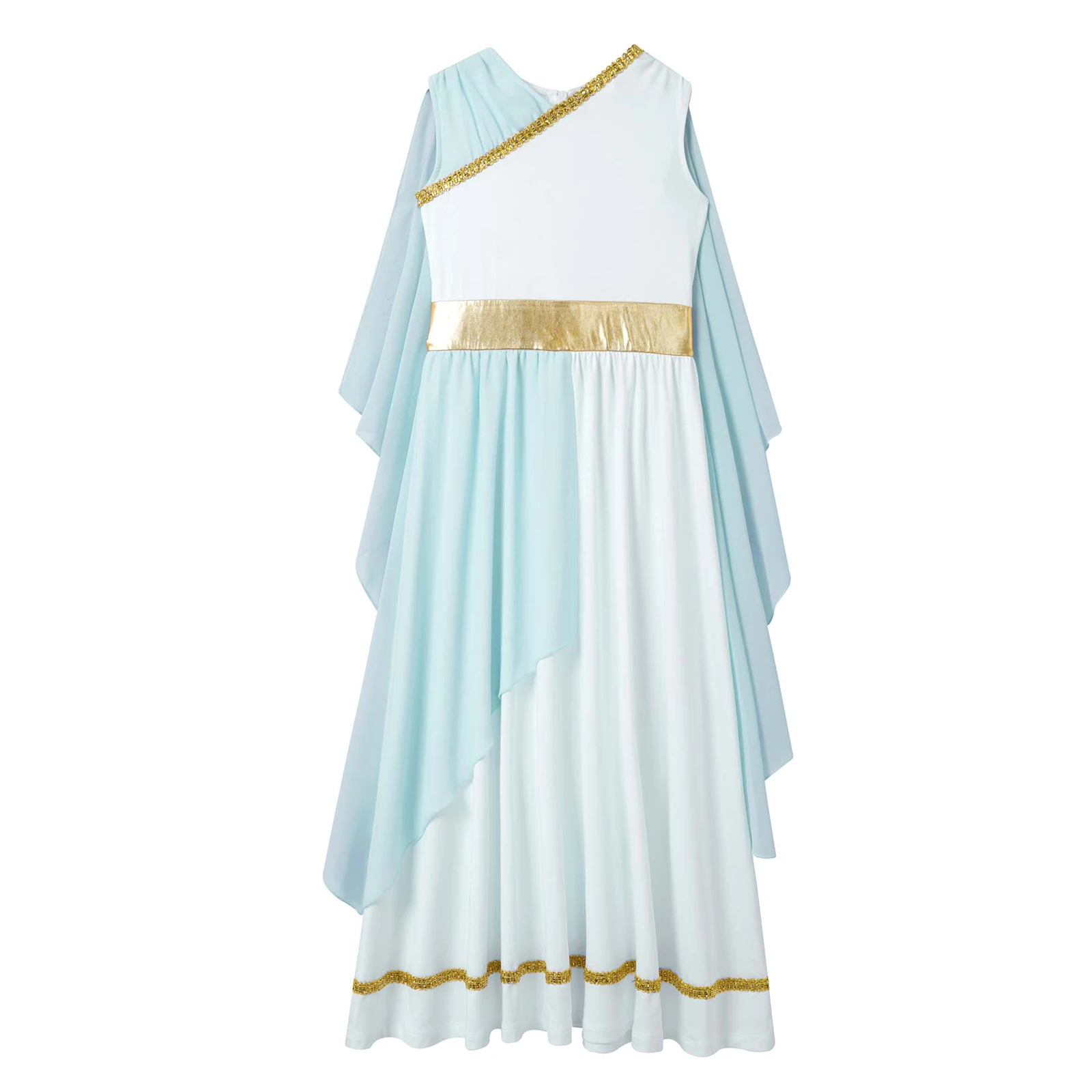 Kids Girls Ancient Greek Toga Mythology Princess Cosplay Costume Roman Grecian Gown Dress Shawls Flowy Ballet Tulle Maxi Dress