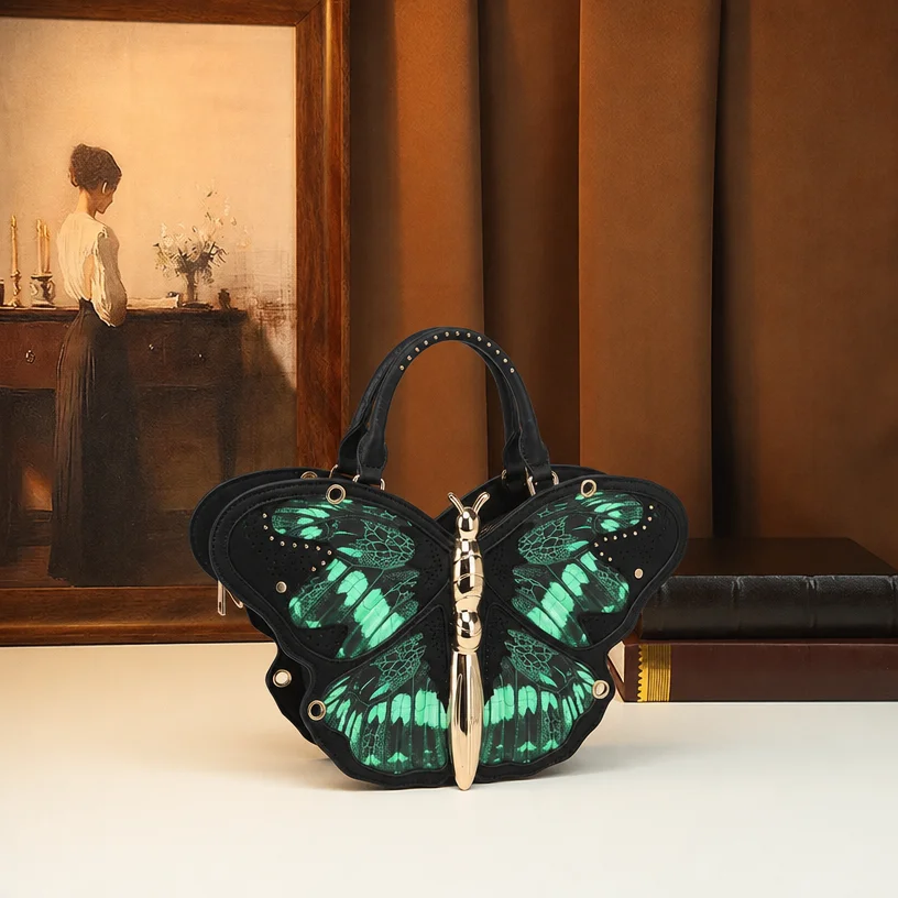 Luxuriöse 3D-Schmetterlings-Handtasche, Neuartige Gothic-Party-Abendtasche, Einzigartiges Flügeldesign, Y2K-Schulter-Umhängetasche für Damen – Detail 4