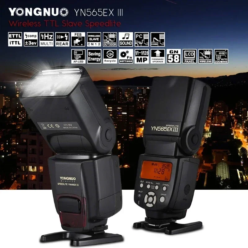 YONGNUO YN565EX III C/N Flash Speedlite Hot Shoe Flash TTL Slave Flashlight Compatible for Canon/Nikon DSLR Camera