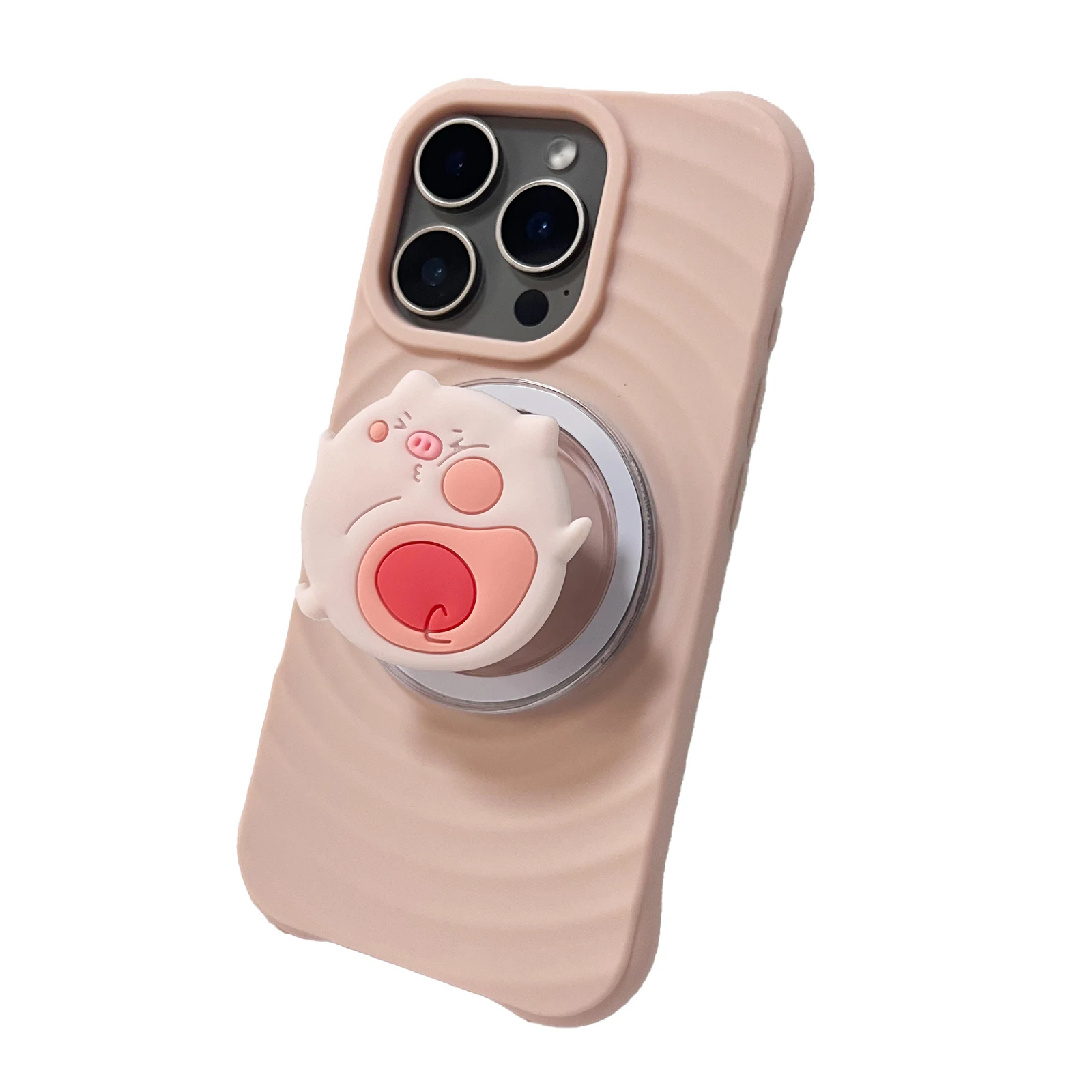 

Soft Cute Animal Pink Pet Pig Cellphone Holder Griptok Phone Stand Holder Support For iPhone 17 iPhone 16Pro Max Samsung