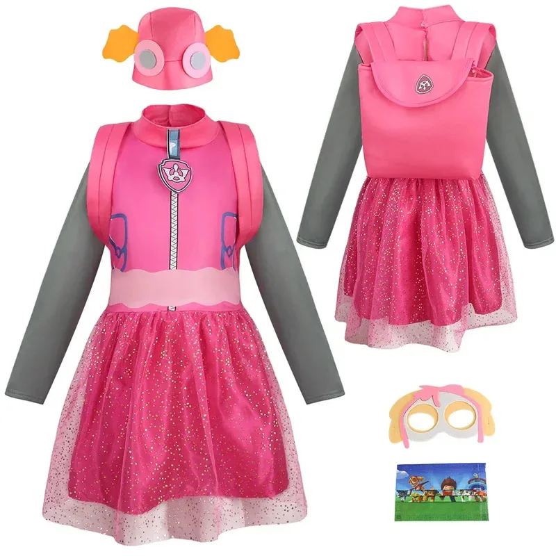 PAW Patrols Kids Children Marshall Chase Rubble Rocky Cosplay Costume Carnival Cos Skye Party Dresses Halloween Clothing Gift