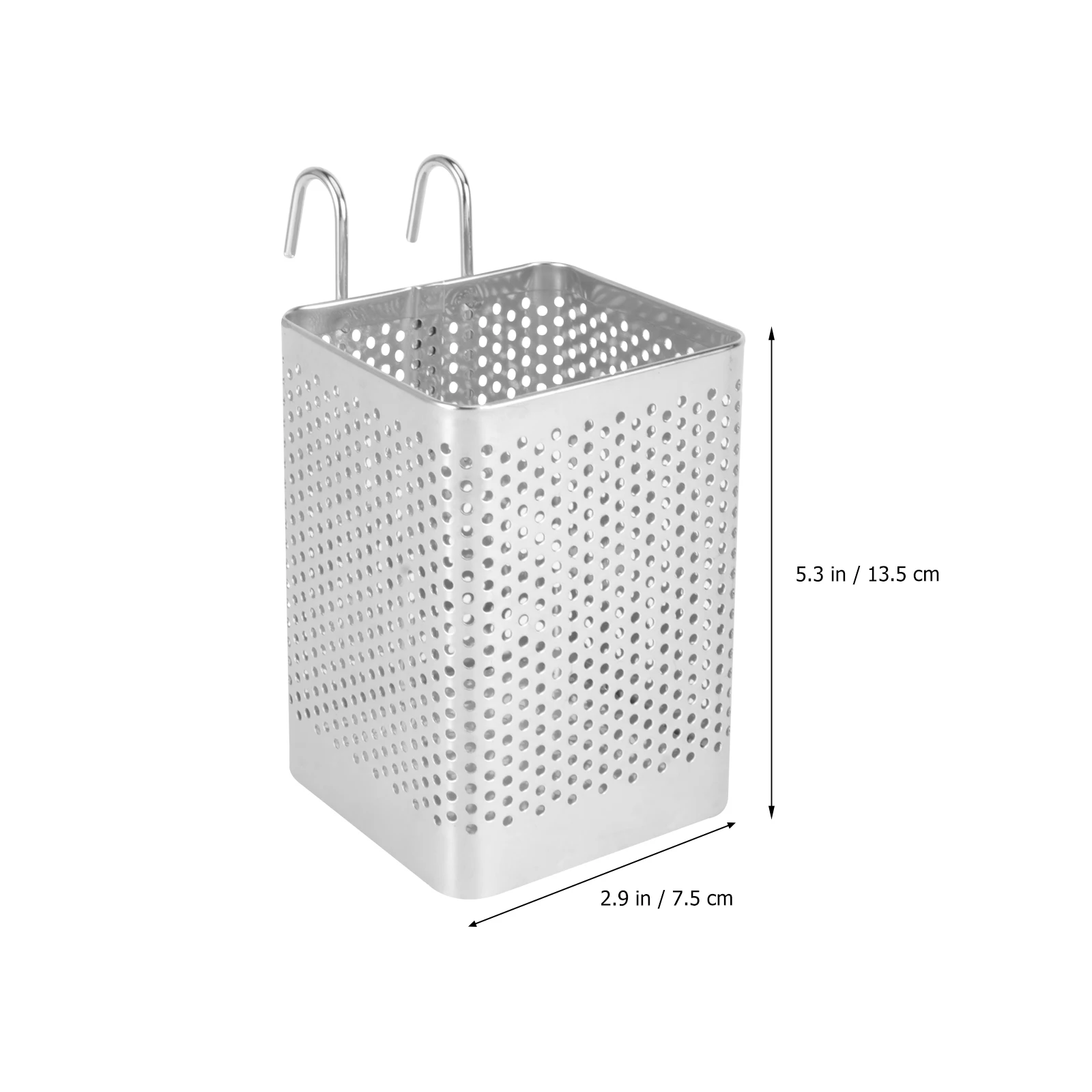 

Stainless Steel Chopsticks Holder With Hook Perforated Design Rustproof Kitchen Utensil Storage Box Space-Saving Drying