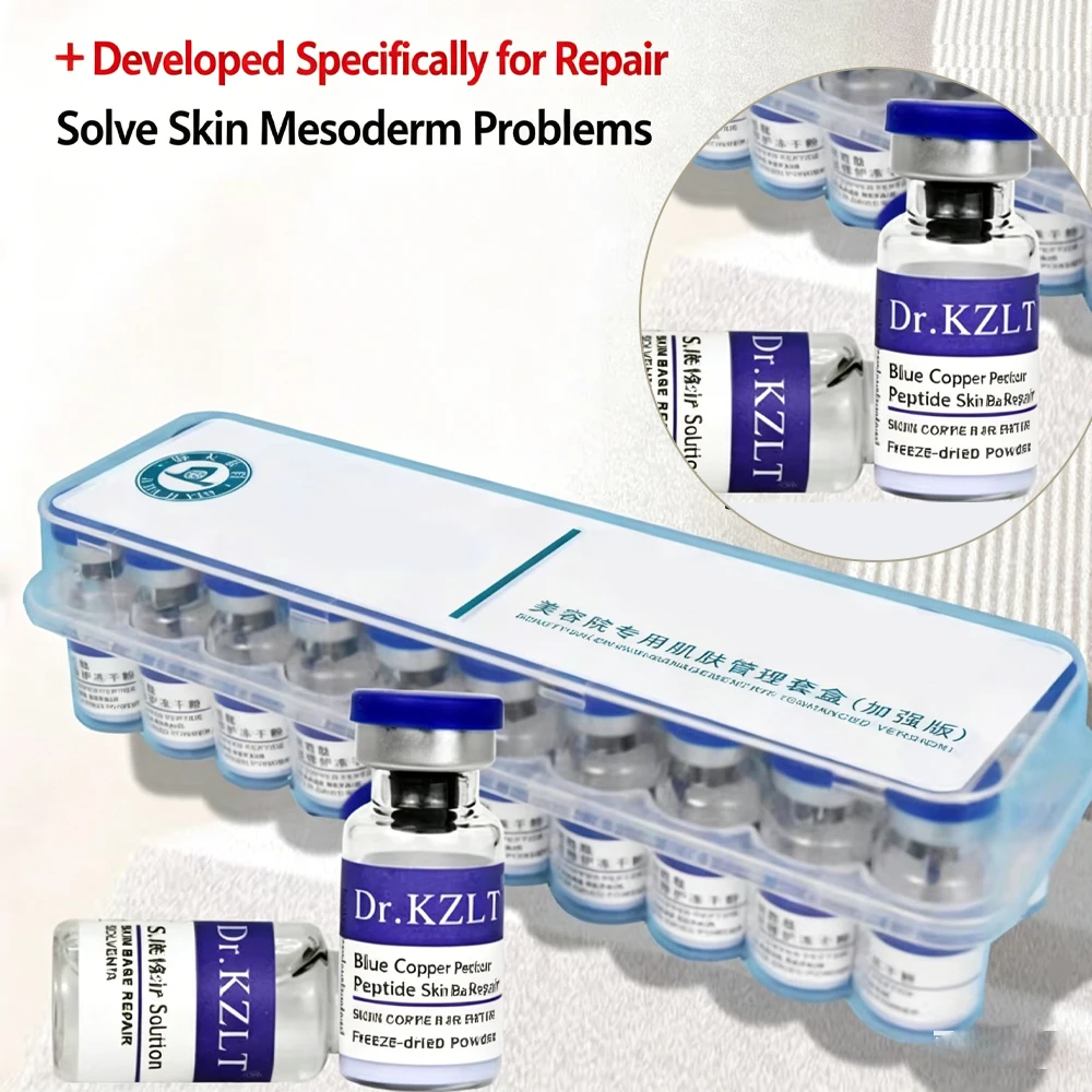 High Quality Blue Copper Peptide GHK-Cu Freeze-Dried Powder Ampoule Skin Booster Repair Damaged Skin Acne Sensitive Skincare