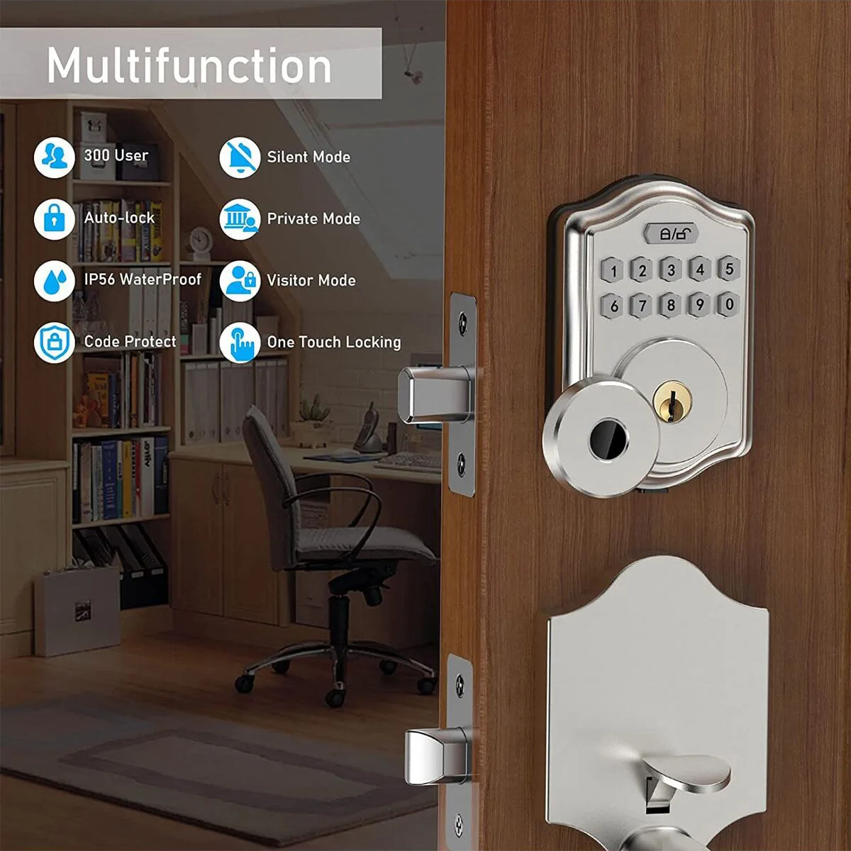 CIEPOJIT Digital Electronic Door Lock with Smart Fingerprint Password Rfid Card,Deadbolt Keyless Entry, Digital Biometric Locks