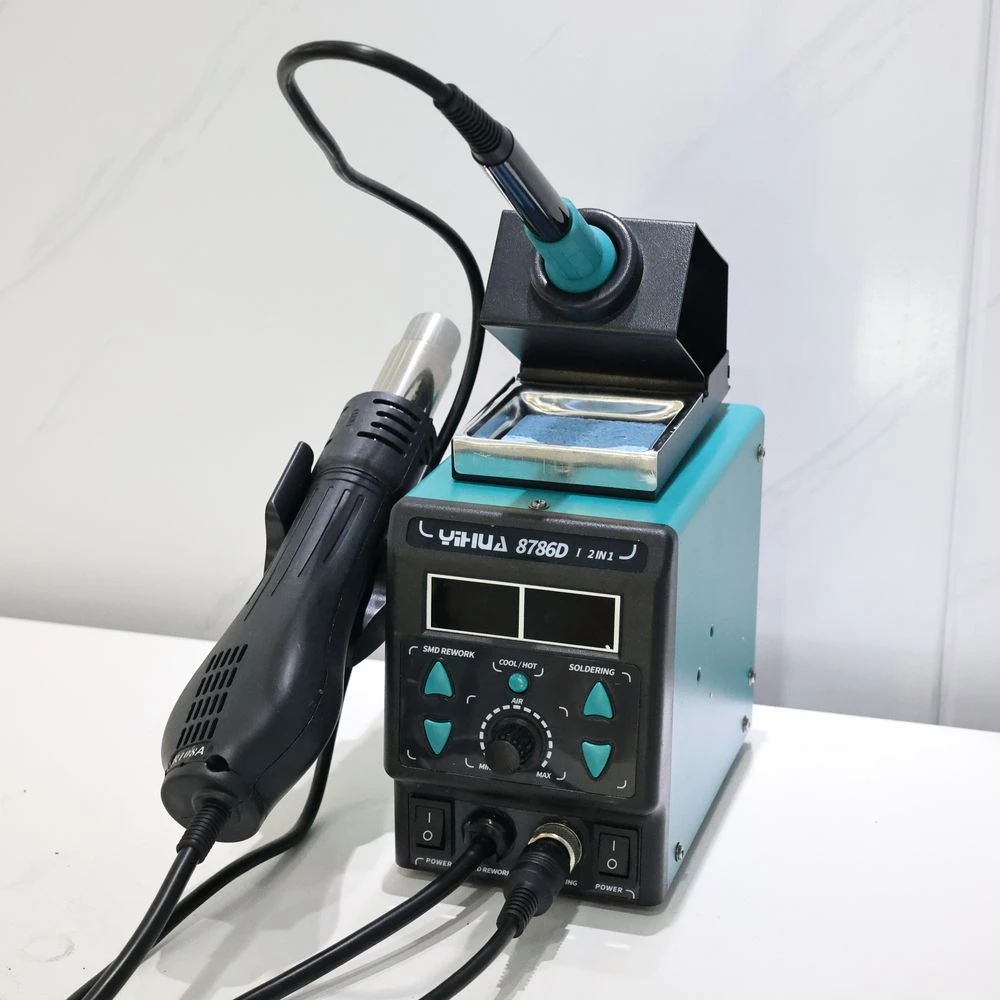 YIHUA 8786D-I سبيكة لحام محطة الهواء الساخن بغا محطة إعادة العمل إصلاح الهاتف مصلحة الارصاد الجوية أداة لحام محطة لحام