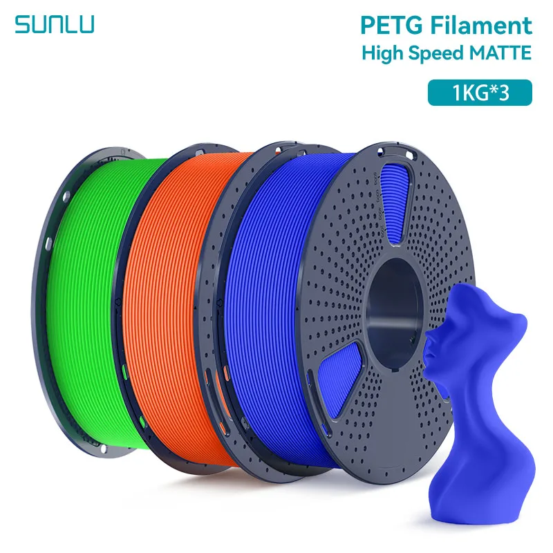 SUNLU 3KG hoge snelheid PLA/mat PLA/mat PETG-filament 1,75 mm 1 kg spoel netjes gewonden filament geschikt voor de meeste FDM 3D-printers