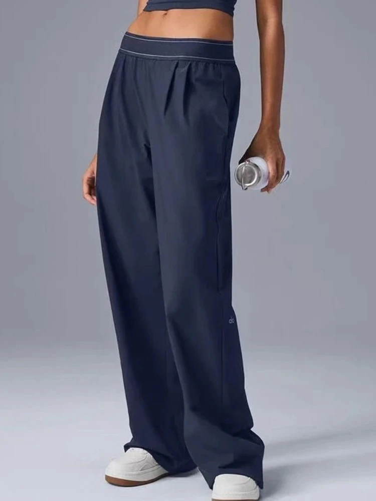 سراويل يوجا رياضية مطبوعة بأحرف رياضية سراويل نسائية صيفية فضفاضة معلقة غير رسمية بدلة سوداء صلبة متعددة الاستخدامات سراويل على الطراز الغربي #1