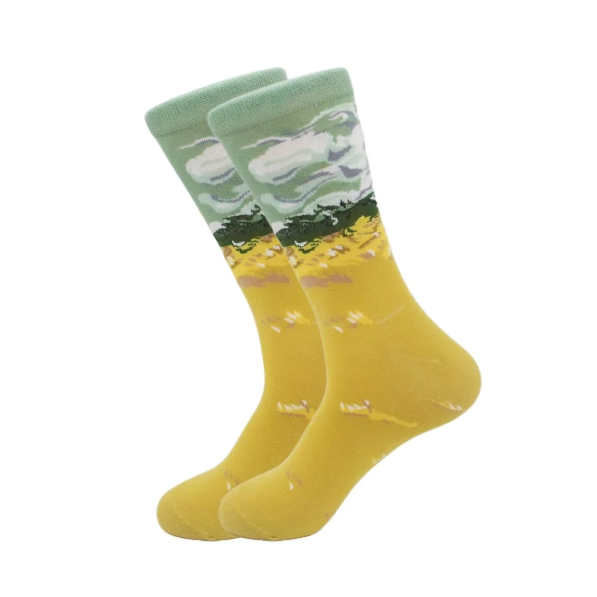 1 pair of European and American trendy socks with personalized street fashion oil painting series socks image 3