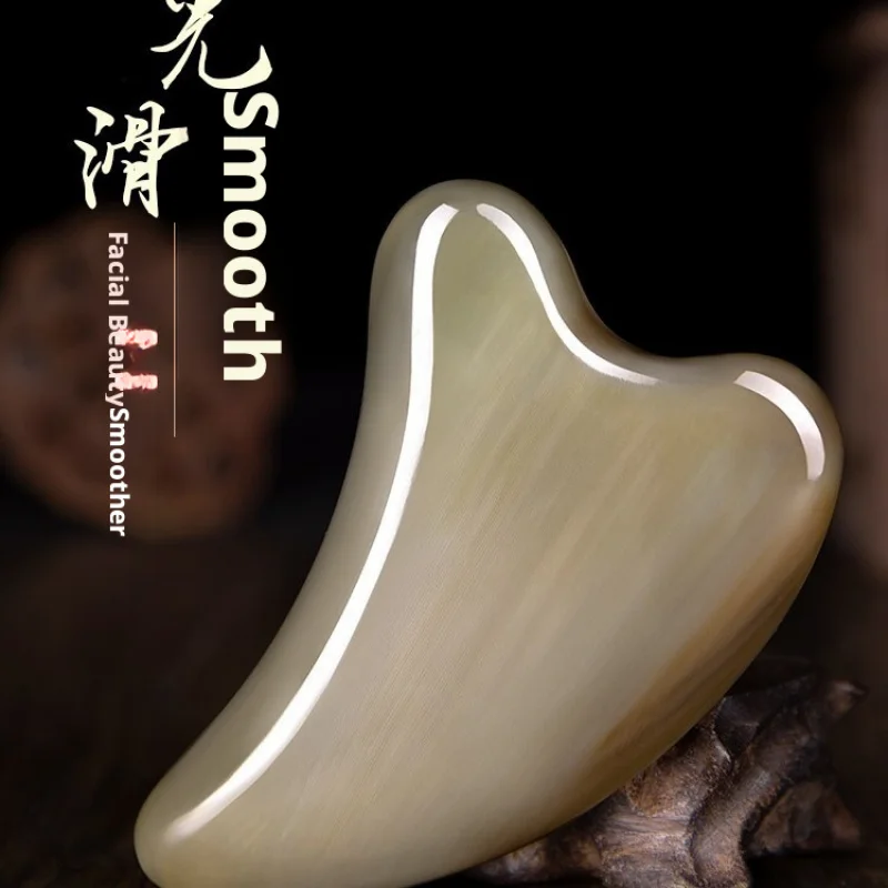 Thickened natural white water buffalo horn gua sha board for facial beauty, eye muscle removal, and face scraping