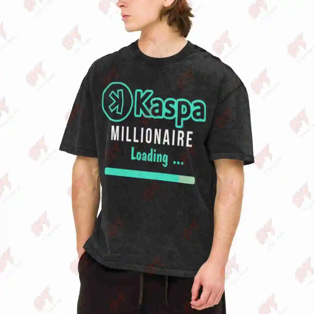 Kaspa Crypto Millionaire Loading Vintage Washed Tee Pure Cotton T-Shirt