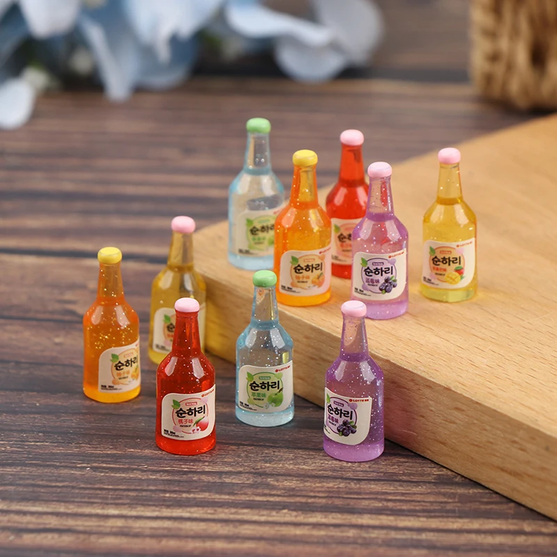 10Pcs 1:12 Dollhouse Miniature Resin Bottle Simulation Wine Bottle Model Doll House Accessories Kids Toys