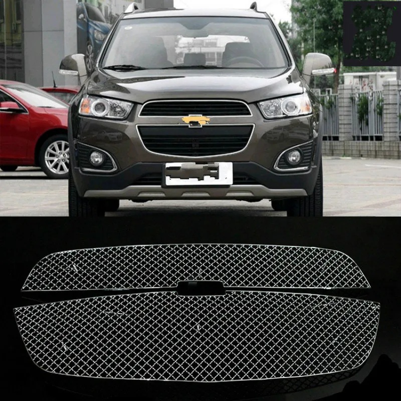 2pcs/set stainless steel Honeycomb Mesh Stainless Steel Front Grille For Chevrolet Captiva 2010-2015