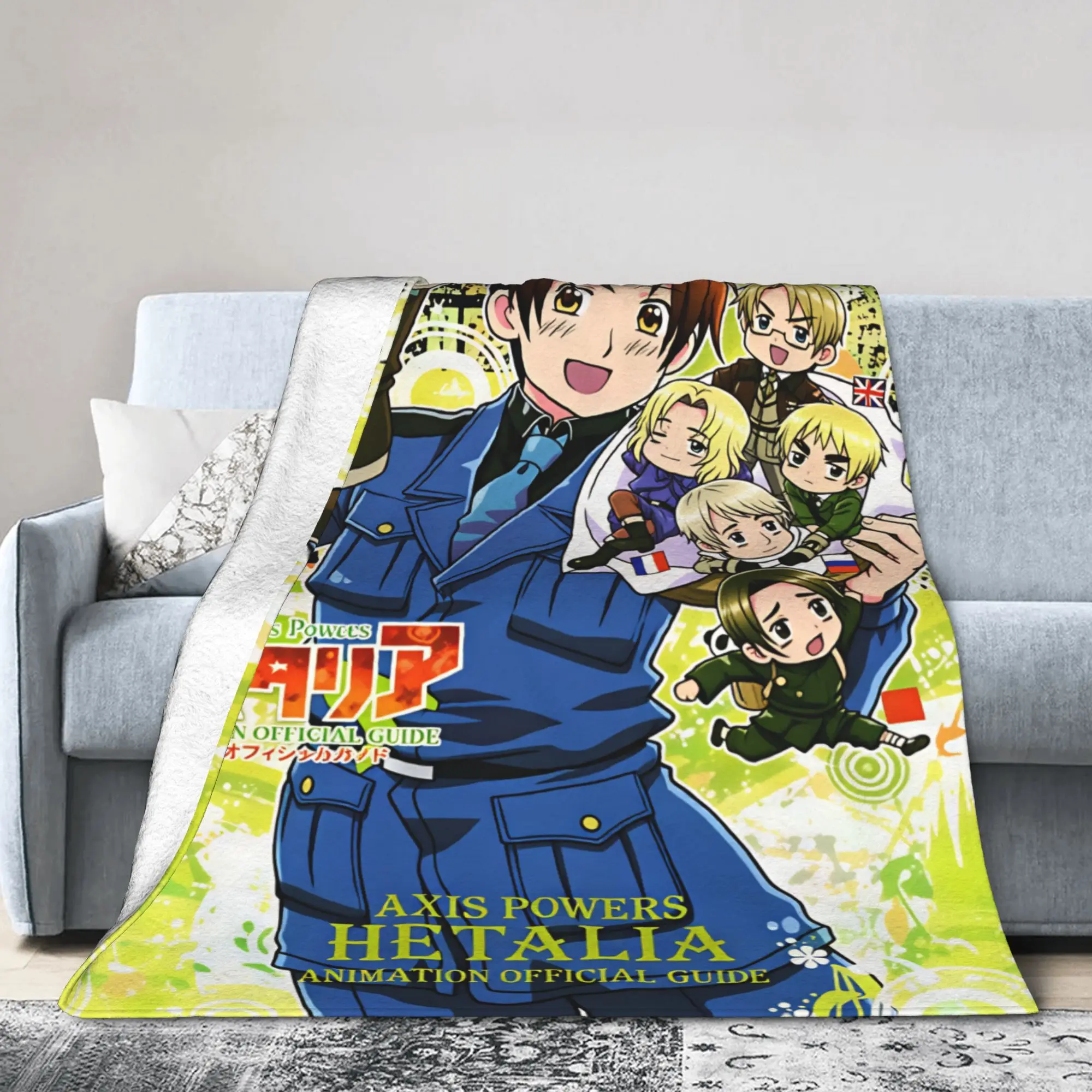 Hetalia Italy Central Character Group Art Cozy Blanket Novelty Travel Bedding Throws Outdoor Flannel Bedspread Sofa Bed Cover