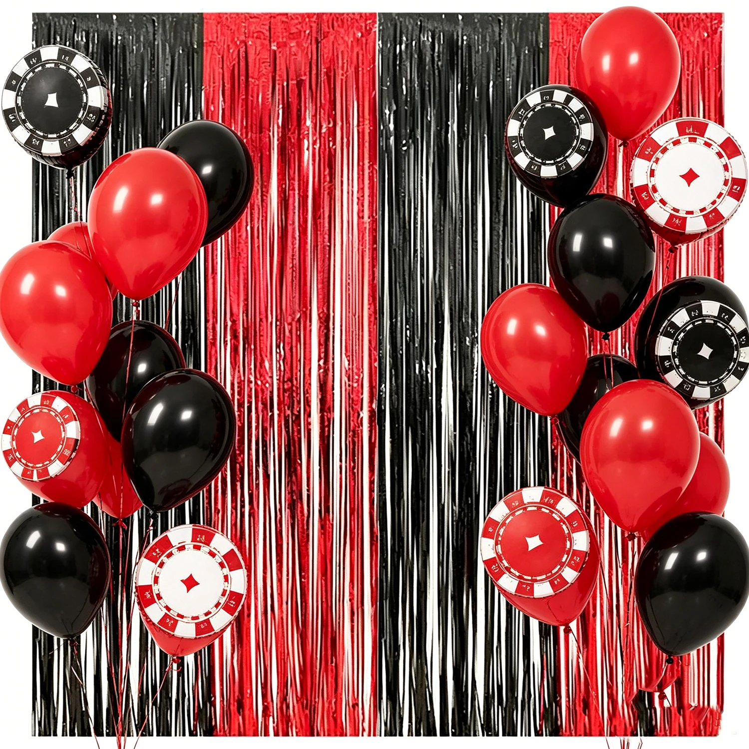 2 Stück/Schwarz-Rote Party-Girlanden als Hintergrund – Folienfransen-Lametta für Stranger Things-/Freitag-/Halloween-Party-Dekorationen – 3,2 Fuß x 8,2 Fuß – Detail 4