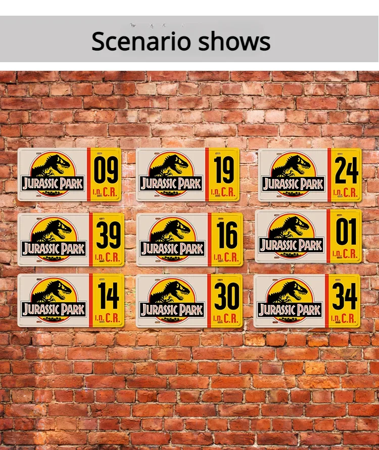 Celebrity Machines Jurassic Park Metal Printing License Plate 15x30cm High Quality Edge Wrapping Technology