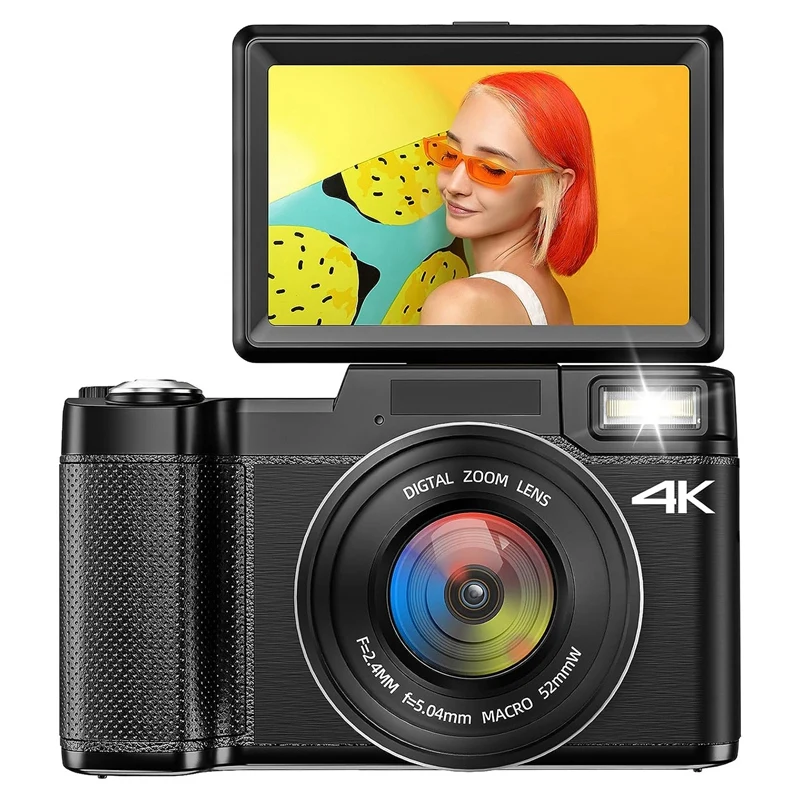 1 Set Autofocus 48MP Vlogging Camera 180°Flip Screen Video Camera With 16X Digital Zoom