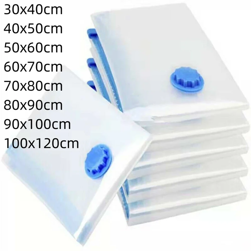 Sacchi sottovuoto con valvola, pieghevoli, per comprimere e risparmiare spazio, ideali per riporre vestiti, asciugamani, panni e coperte, disponibili in grandi dimensioni.