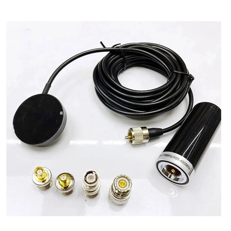 Vehicle/Car Dual Band Antenna Mobile Radio Dual Band Antenna 9Cm Base Magnetic Mount BNC Male 5M Cable For BC125AT Scanner