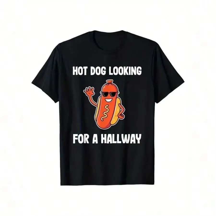 

Men's T-shirt Cotton black hot dog print T-shirt Harajuku y2k casual O-neck short sleeve unisex