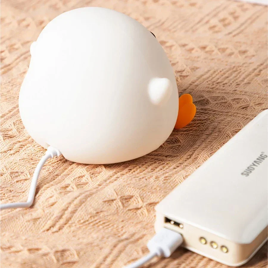 LED Cute Duck Night Lamp USB Rechargeable Touch Sensor Lamp Cartoon Animal Decoration Nightlightls for Bedroom Kid Birthday Gift