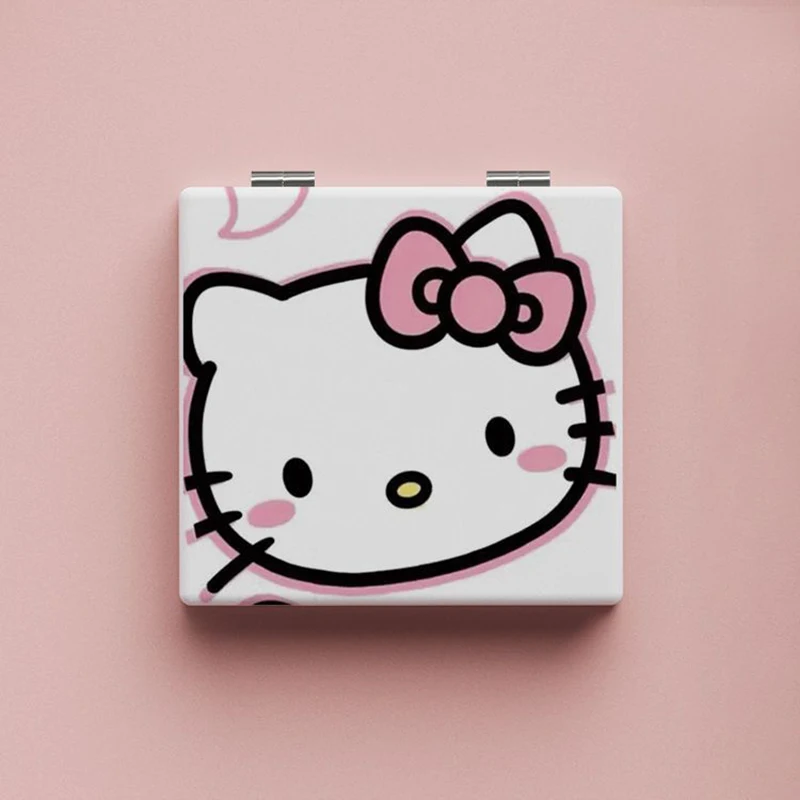 Hello Kitty Mirror Portable Small Mirror Hello Kitty Sanrio Portable Folding Mirrors Double-Sided Pattern Makeup Gift For Girl