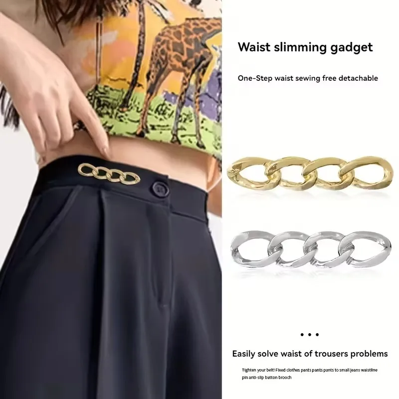 Waist Buckle with Smooth Chain Brooch Waist Circumference Modification Small Accessory Anti Slip Buckle Clip Waist Stabilizer