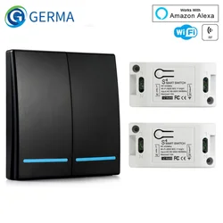 GERMA Wifi Wireless 433Mhz RF Relay Receiver Smart Home Module Lights Switch AC 220V + 86 Wall Remote Control For Ceiling Lamp