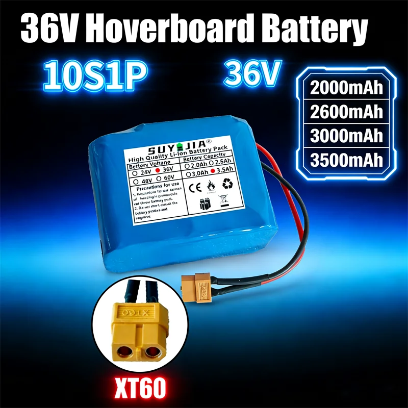 36V 2000mAh-3500mAh Lithium Battery Pack  for Electric Scooters/Unicycles - Rechargeable Large Capacity Long Life Replacement