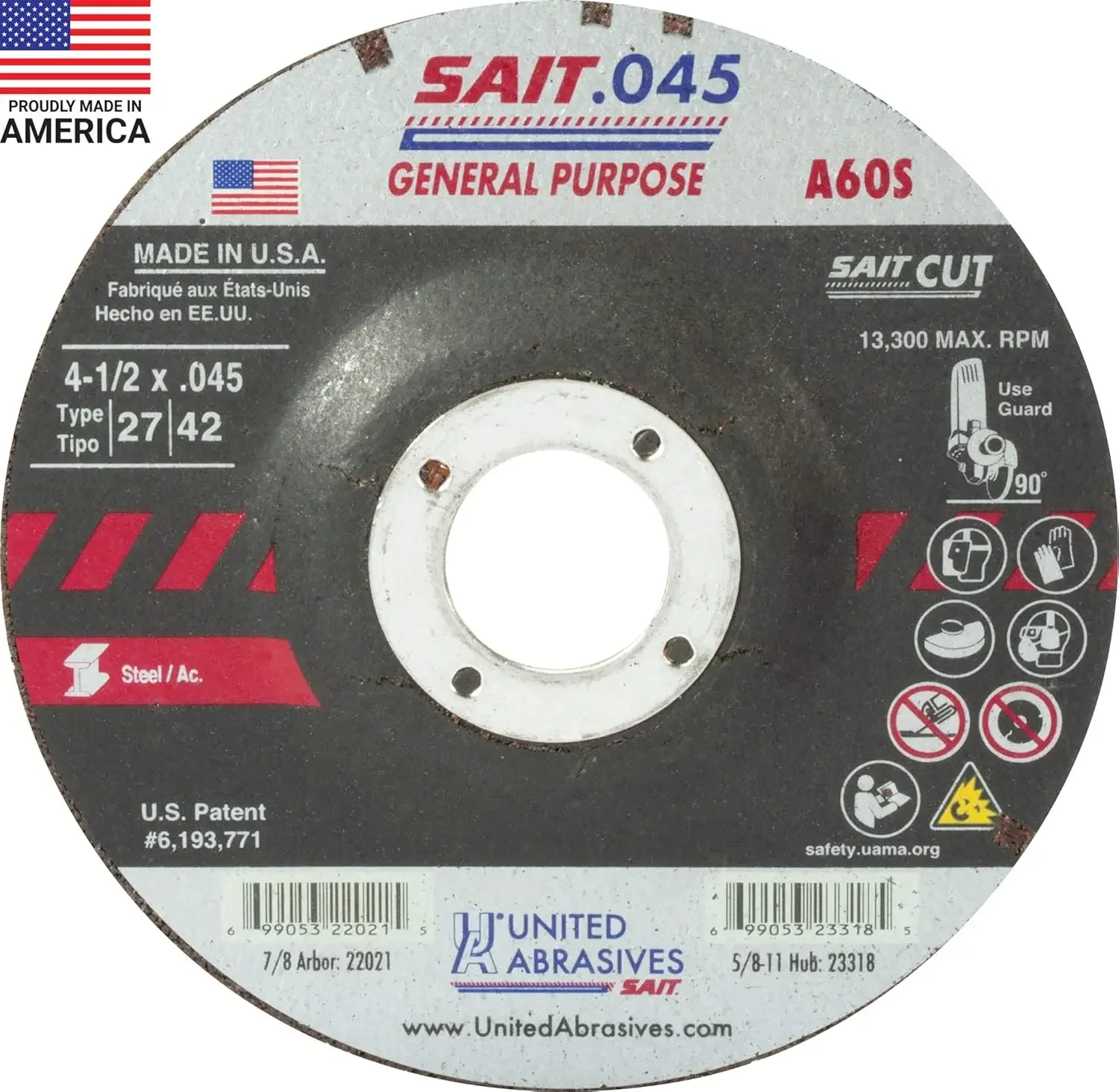 Abrasives-SAIT 22021 A60S General Purpose Cut-Off Wheels (Type 27/Type 42 Depressed Center) 4 1/2