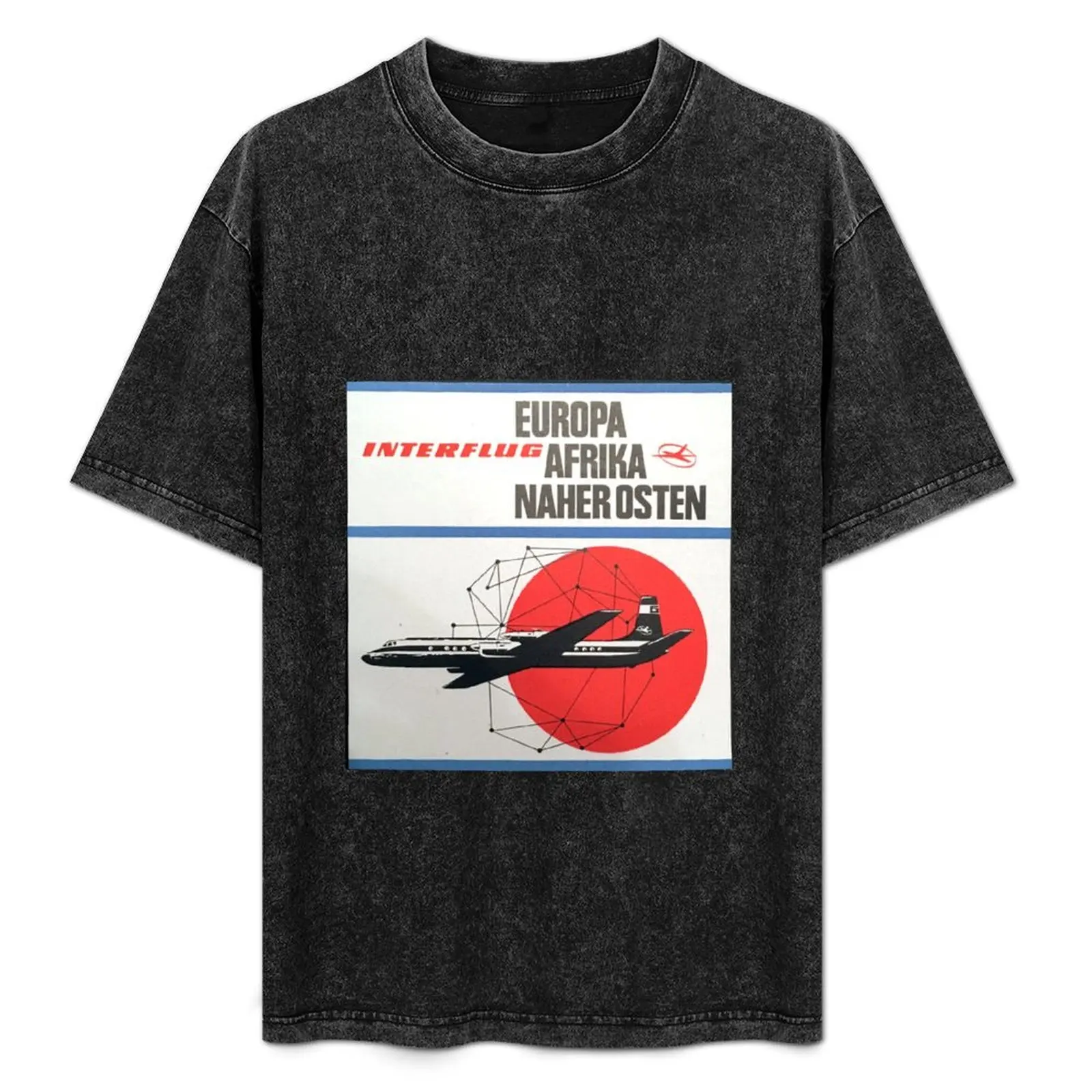 

Interflug East Germanys Airline - Europa, Afrika, Naherosten T-Shirt oversized graphic tee plain mens tall t shirts