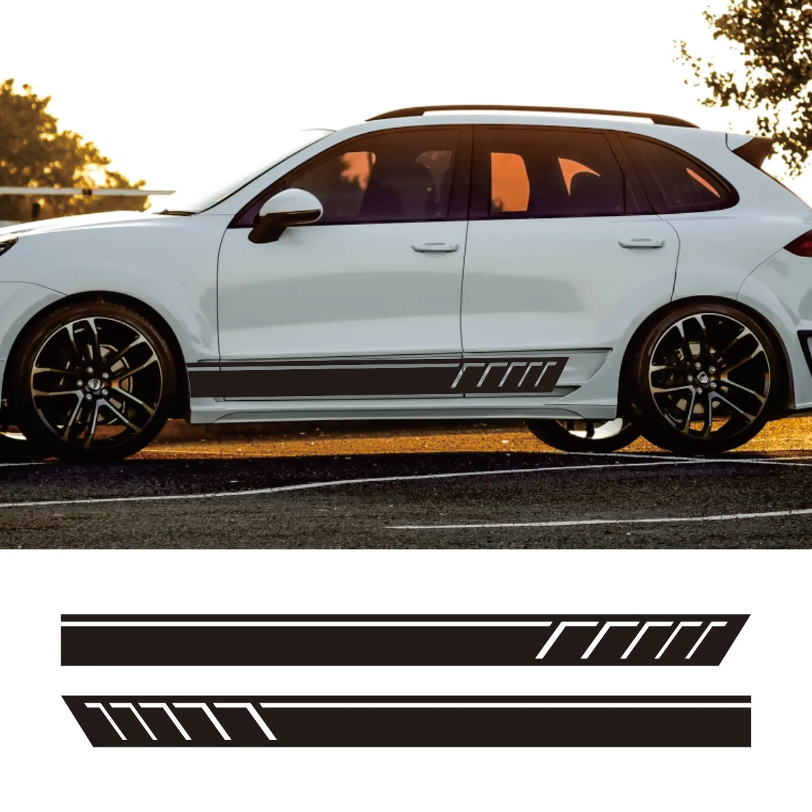 

Car Side Skirt Body Under Strips Decal Stickers Vinyl Door Side Stickers for Porsche Cayenne Car Styling Accessories