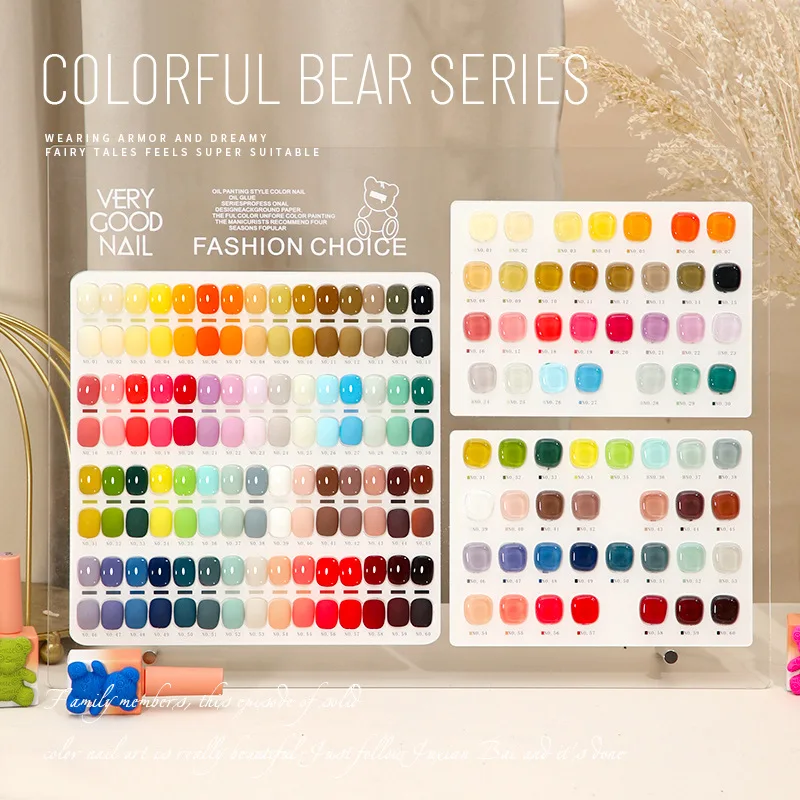 Lemcco Bärenflasche, 60 Farben, Gel-Nagellack-Set, 15 ml, Nagelgel-Set mit Farbdisplay-Karte, Großhandel, SoakOff UV-LED-Gel-Nagelkunst-Salon
