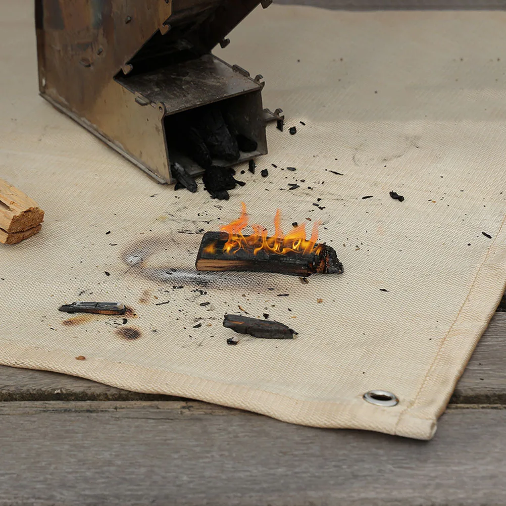 

Camping Pad Fireproof Blanket Mat for Tent Stove Barbecue Glass Fiber Fireplace Heat Loss