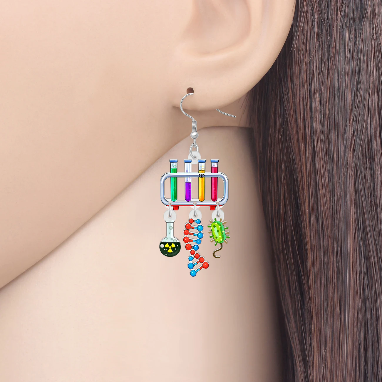 BONSNY Acrylic Novelty Experiment Glass Tube Sets Dangle Drop Earrings For Kids Girls Friends Back To School Gifts Accessories