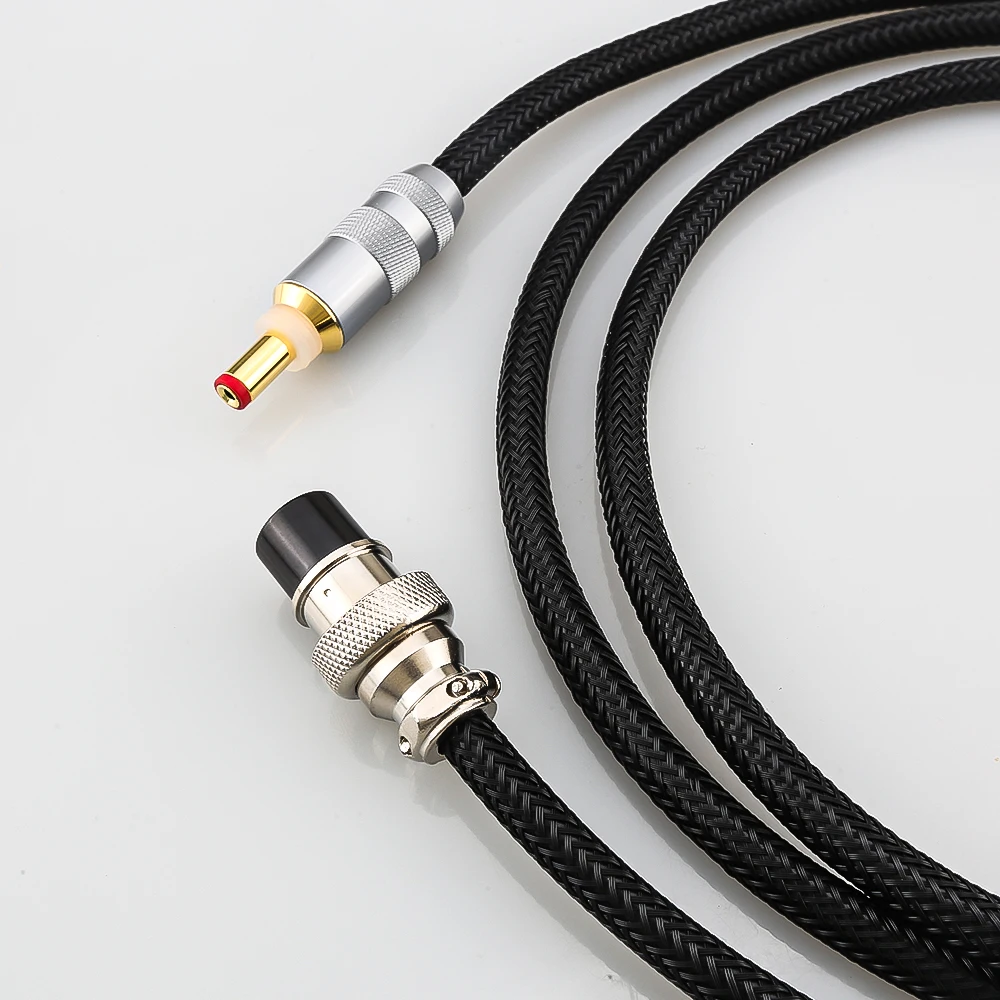 Audiocrast HIFI Pure Solid Silver DC Cable GX16-2 Pin to 5.5*2.5mm 5.5*2.1mm Phono Amplifier Cable for AC/DC Linear Power Supply
