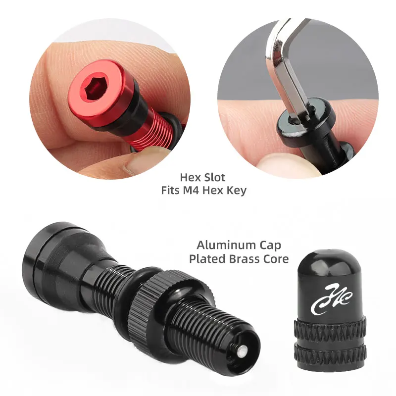 Deemount 2 Chiếc Xe Đạp Băng Vệ Sinh Dạng Valve Schrader Núm Vú Một/V Van Lõi Bằng Đồng Gia Công CNC Anodized Cho MTB Xe Đạp Đường Bộ băng Vệ Sinh Dạng Vành Xe