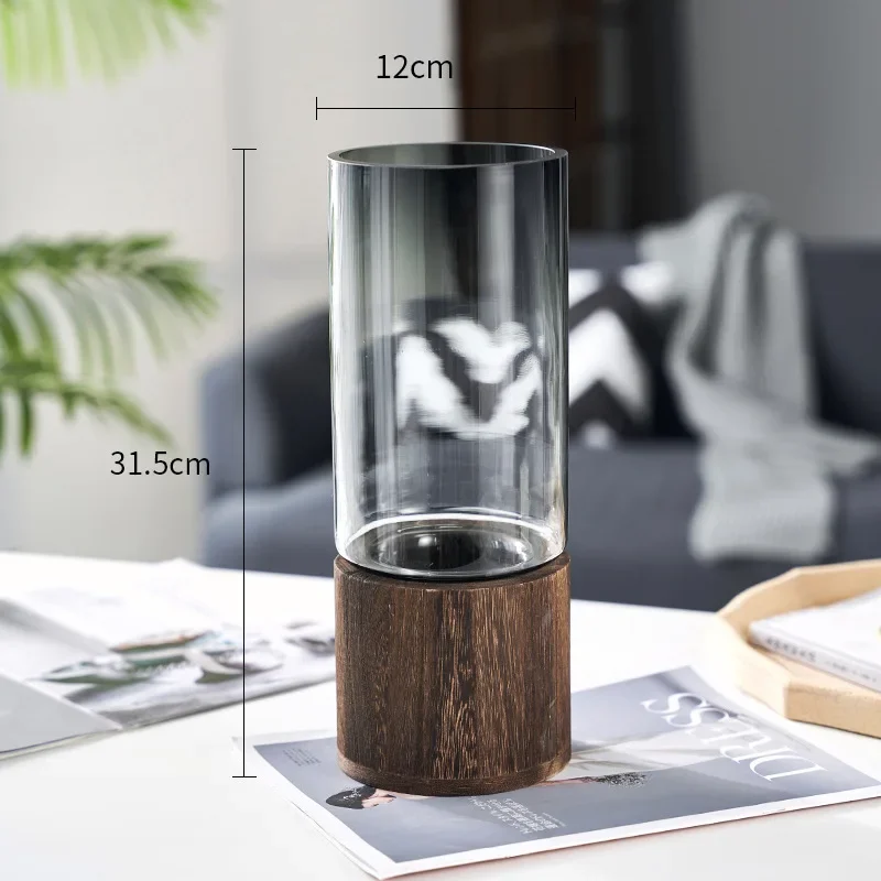 New Chinese glass vase water raising flowers dried flowers horse drunk flower aliving room desktop model room decoration