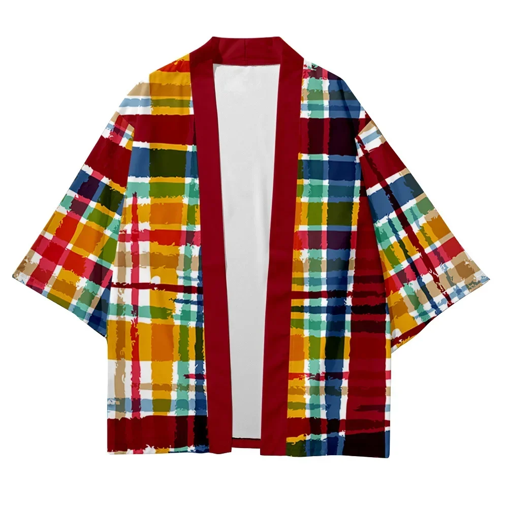 

Yukata Haori Women's Clothing Plus Size 6XL Striped Geometry Fashion Street Beach Japanese Kimono Robe Cardigan Men Shirts