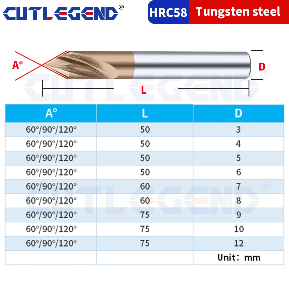 Broca De Ponto De Aço De Tungstênio, Ferramenta De Guia De Perfuração De Chanfre CNC, Broca Piloto Centrada Na Localização, 60 90 120 Graus, 60 Graus