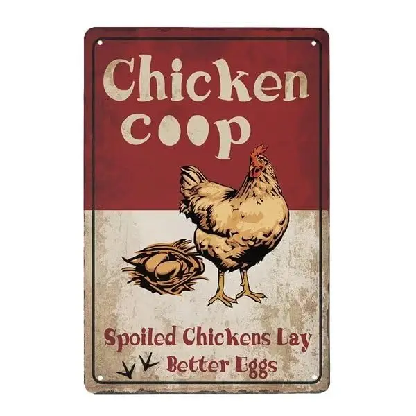 Spoiled Chickens -   Funny Chicken Coop Sign, Farmhouse Decor and Country Home Display, Hen House Farm Decoration, Fresh Egg Sig