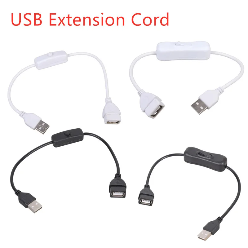 2pcs 30cm USB Male to Female Extension Cable with On/Off Switch Charging 5V2A for LED Lamp/USB Flash/Fan/LED Strips