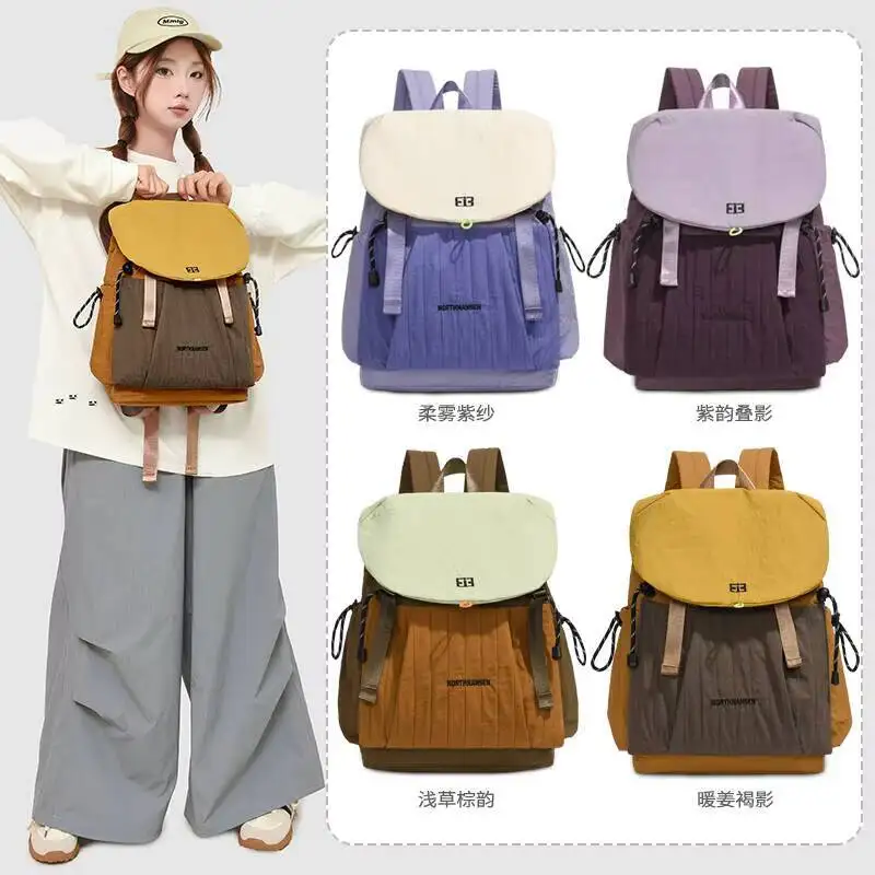나일론 백팩 대용량 책가방 경량 드로스트링 스쿨백 핸드백 캐주얼 숄더 토트 대용량 통근 가방