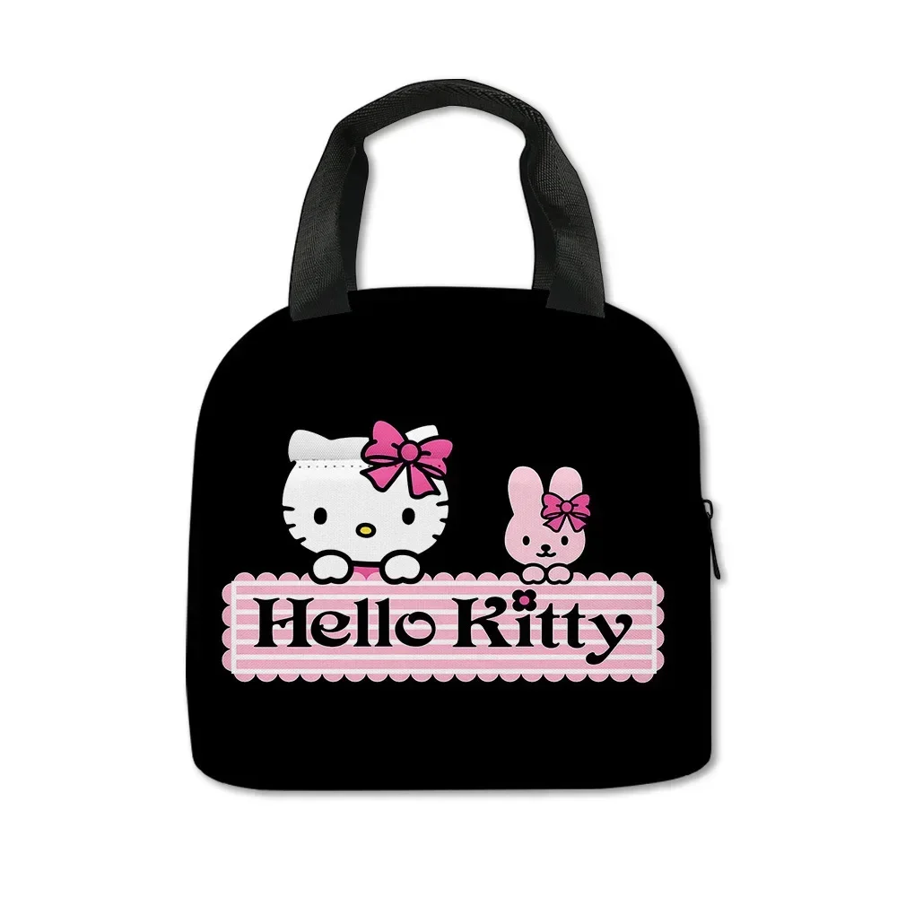 Sanrio Hello Kitty Kuromi Elementary School Students Junior High Cartoon Cute Lunch Bag Large Capacit Portable KT Bento Bag