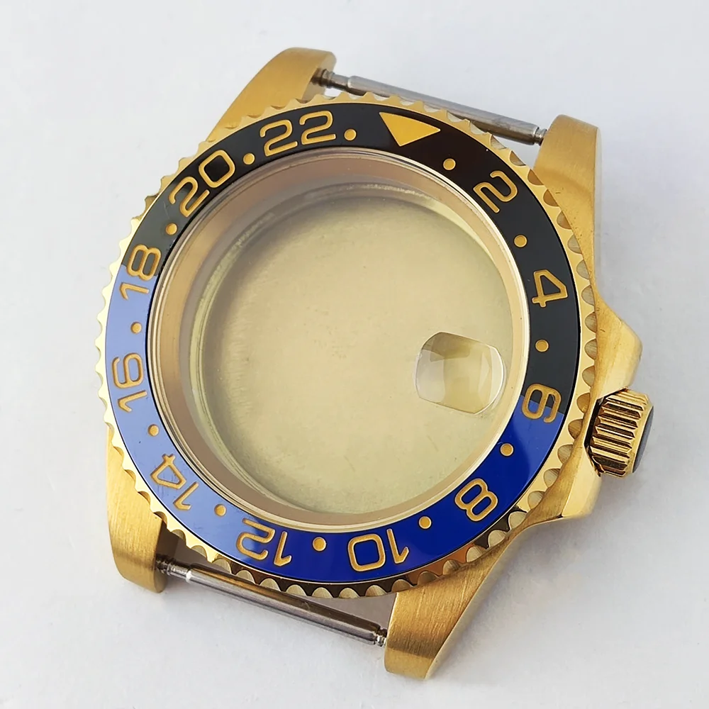 

Мужской корпус часов 40 мм, золотой корпус, нержавеющая сталь 904L, сапфировое стекло, водонепроницаемый корпус, подходит для циферблата 28,5 мм, корпус часов NH35.